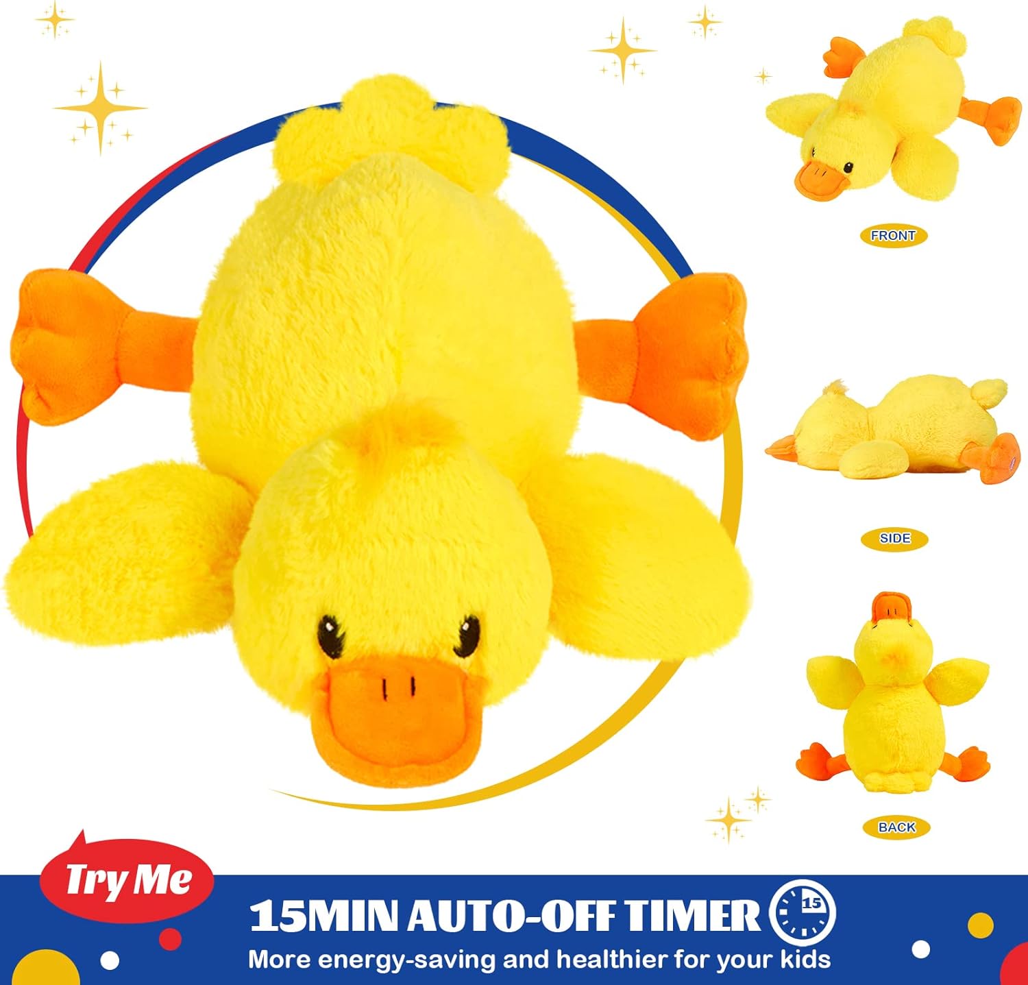 Glow Guards 12'' Musical Light Up Yellow Duck Stuffed Animal LED Glowing Singing Soft Plush Toy Pillow Night Lullaby Holiday Birthday Children's Day Gifts for Toddler Kids