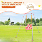 4-in-1 Swing Set & Baby Jumper and Bouncer for Toddler, Heavy Duty Baby Swing Set with Foldable Metal Stand for Indoor & Outdoor Play, Adjustable Swingset for Toddler (Pink)