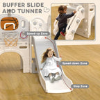 YUFU 9 in 1 Toddler Slide Set, Kids Slide for Toddlers Age 1-3, Toddler Playset with Basketball Hoop and Ball, Outdoor Indoor Playground for Toddlers 1-3 (Beige+Gray)
