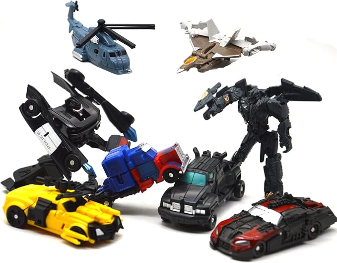 8 Pcs Mini Car Robot Toys, 3.5-inch Small Hero Action Figures, Birthday Favors Toys for Kids Age 5 and up.