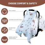 80S Muslin Car Seat Cover for Babies - Soft & Breathable Infant Carrier Canopy, Lightweight Sunshade for Summer, Universal Fit for Baby Boys & Girls