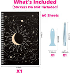Reusable Sticker Book 60 Sheets, Sticker Collecting Book Album, Reusable Sticker Album, Sticker Organizer, Blank Sticker Book for Children, Sticker Keeper Book with Tweezer and Spatula, A5