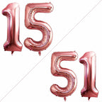 GOER Number 15 Balloons for 15th Birthday Sweet 15 Party Decorations,42 Inch Jumbo Foil Helium 51 Balloons for 51st Birthday Party Decoration (Rose Gold)