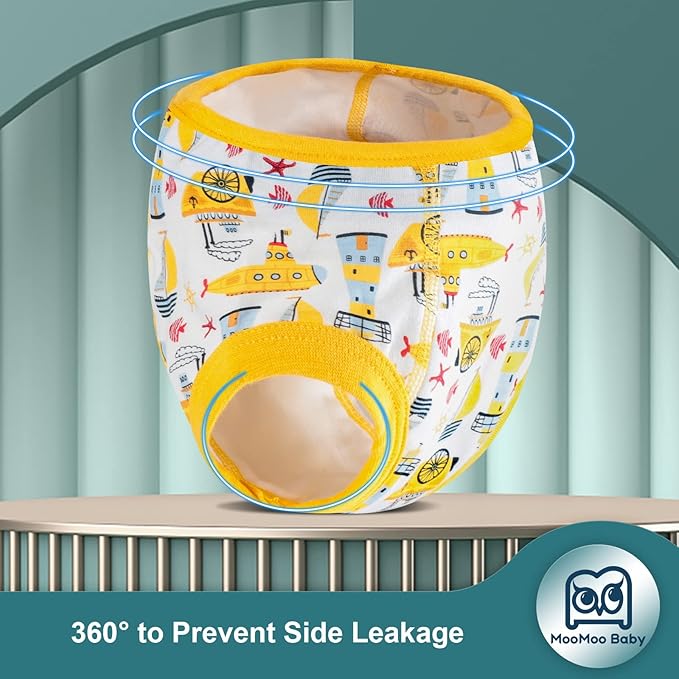 MooMoo Baby 8 Packs Potty Training Pants Cotton Absorbent Training Underwear for Toddler Boy and Girls 2T-9T