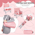 Portable Booster Seat, Toddler Baby Seat with Tray for Dining Table Compact Floor Chair for Camping Lawn Beach Babies Travel 6-36 Months