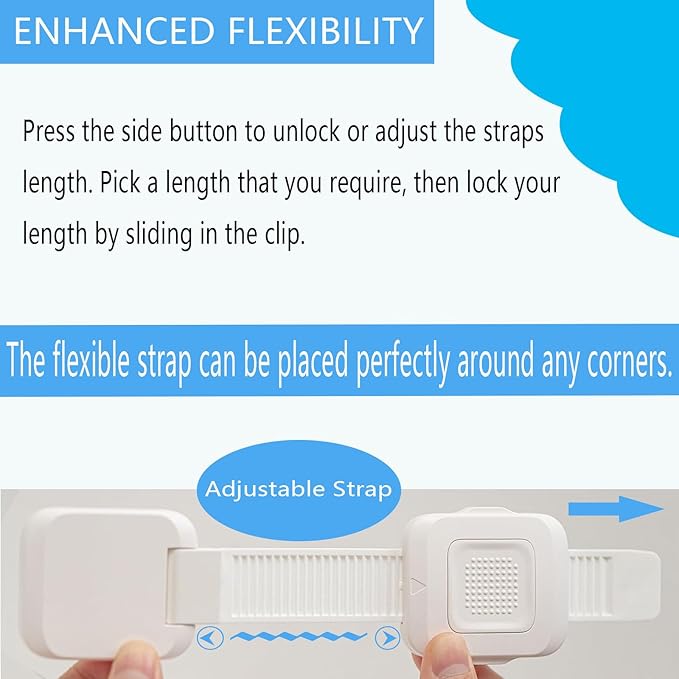 YEYA Upgraded No Drill Furniture Anchors for Baby Proofing, Anti-Tip Adjustable Straps, 4 Pack