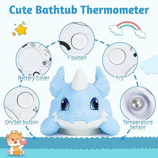 Baby Bath Thermometer – Floating Bathtub Thermometer for Newborn – Accurate Water Temperature Sensor in Fahrenheit & Celsius – Safe Bath Toy for Infants