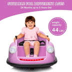 12V Bumper Car for Toddlers, Electric Toy Ride on Battery Car with Kids W/Parent Remote Control, 2-Speed, 360 Degree Spin, Music & LED Lights for Kids, Purple