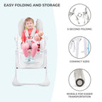 Kinderkraft Highchair Yummy, Baby Chair, Ergonomic, Comfortable, Reclining, Foldable, with Ajustable Height, Footrest, Detachable Double Tray, for Toddler, from 6 Month to 3 Years, Gray