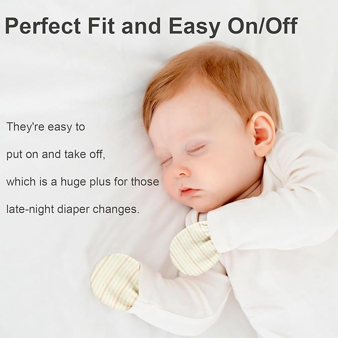 Newborn Mittens No Scratch 100% Cotton Mitts Boy Girl baby mittens 0-6 months 6 Pack