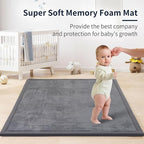 ACOMOPACK Baby Play Mat for Floor 1.3" Thick Memory Foam Play Mat 39"×59" Tummy Time Crawling with Non-Slip Bottom for Living Room,Nursery,Soft Velvet Playpen Mats for Kids,Infants（Dark Grey）