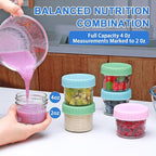 Accguan 6 Pack Glass Baby Food Storage Containers, 4 oz Baby Food Jars with Lids, Baby Food Maker for Microwave & Dishwasher Freezer Safe,BPA Free