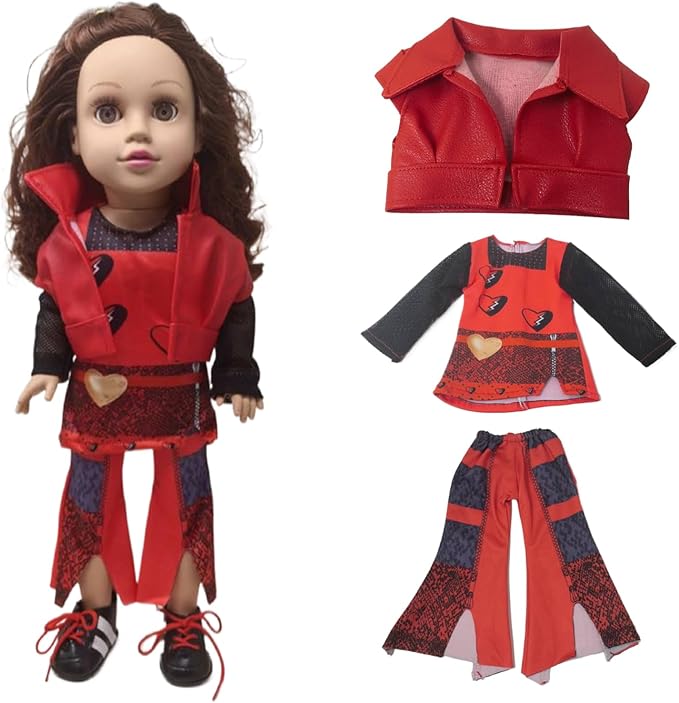 3pcs American Doll Clothes Gift for 18 inch Doll Clothes and Accessories, Including Top、Vest、Pants of Red Style