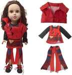 3pcs American Doll Clothes Gift for 18 inch Doll Clothes and Accessories, Including Top、Vest、Pants of Red Style