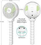 HomeLifairy Portable Stroller Fan, USB or Rechargeable Battery Operated with 3 Speeds and 360°Rotate, Cooling Clip On for Baby Crib Travel Car Seat White