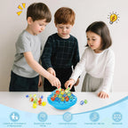 Marble Balance Game - 50 Colorful Marbles with Built-in Storage, Fun Family Challenge for 1-4 Players, Educational Toy for Kids & Adults, Perfect for Parties, Travel & Birthday Gifts (Blue)