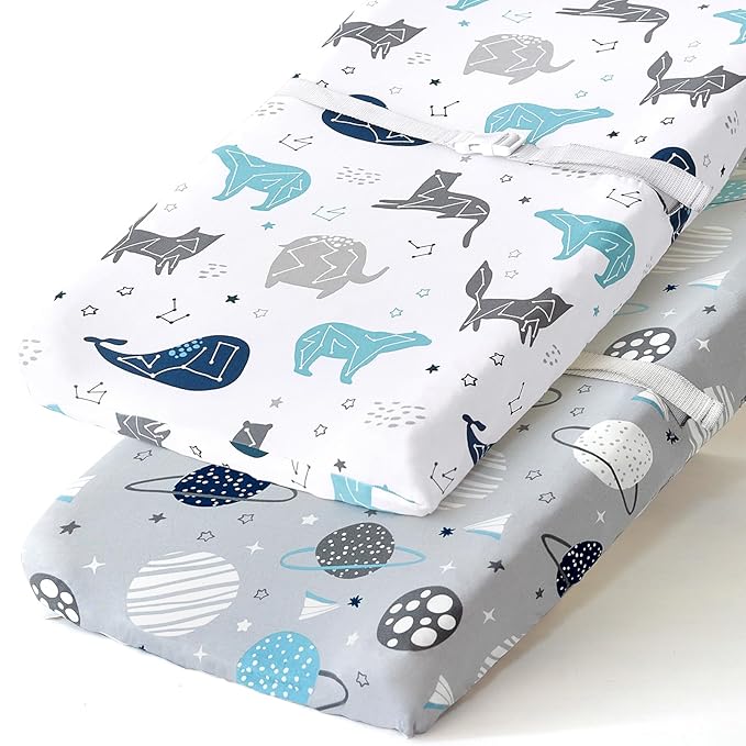 BROLEX Changing Pad Covers for Baby: Boy Girls Ultra Stretchy Soft 2 Pack Space Planet