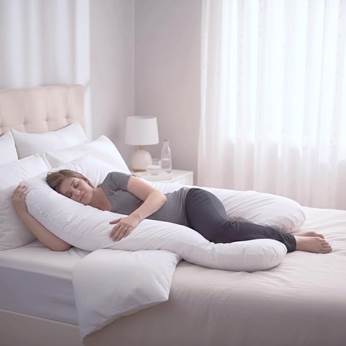 Lavish Home Pregnancy Pillow - U-Shaped Full Body Pillow with Removable Cover - Pregnancy Support for Sleeping - Body Cushions for Adults, Maternity Pad (White)