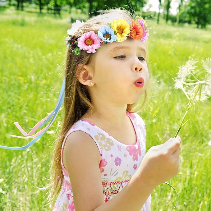 Syhood Daisy Crowns Making Kit, 109 Pieces Parts, Make Your Own Flower Crown Wreath Headbands and Bracelets Craft Kit Hair Accessories Handmade DIY Floral Garland Presents for Girls