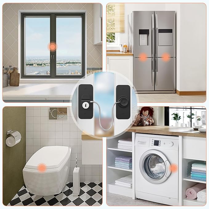 AOSITE Mini Fridge Locks for Kids No Drill Refrigerator Locks for Adults Cupboard Lock Child Safety Locks for Cabinets Drawer Locks Freezer Lock Baby Proofing (Black, 2)