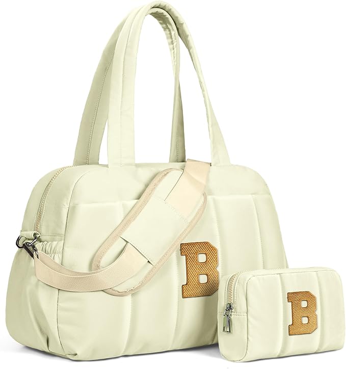 Duffle Bag for Travel Women, Travel Bags，Party Gifts-Initial Overnight Bag with Wet Pocket，Lightweight Weekender Bags Personalized Gym Tote with Makeup Pouch