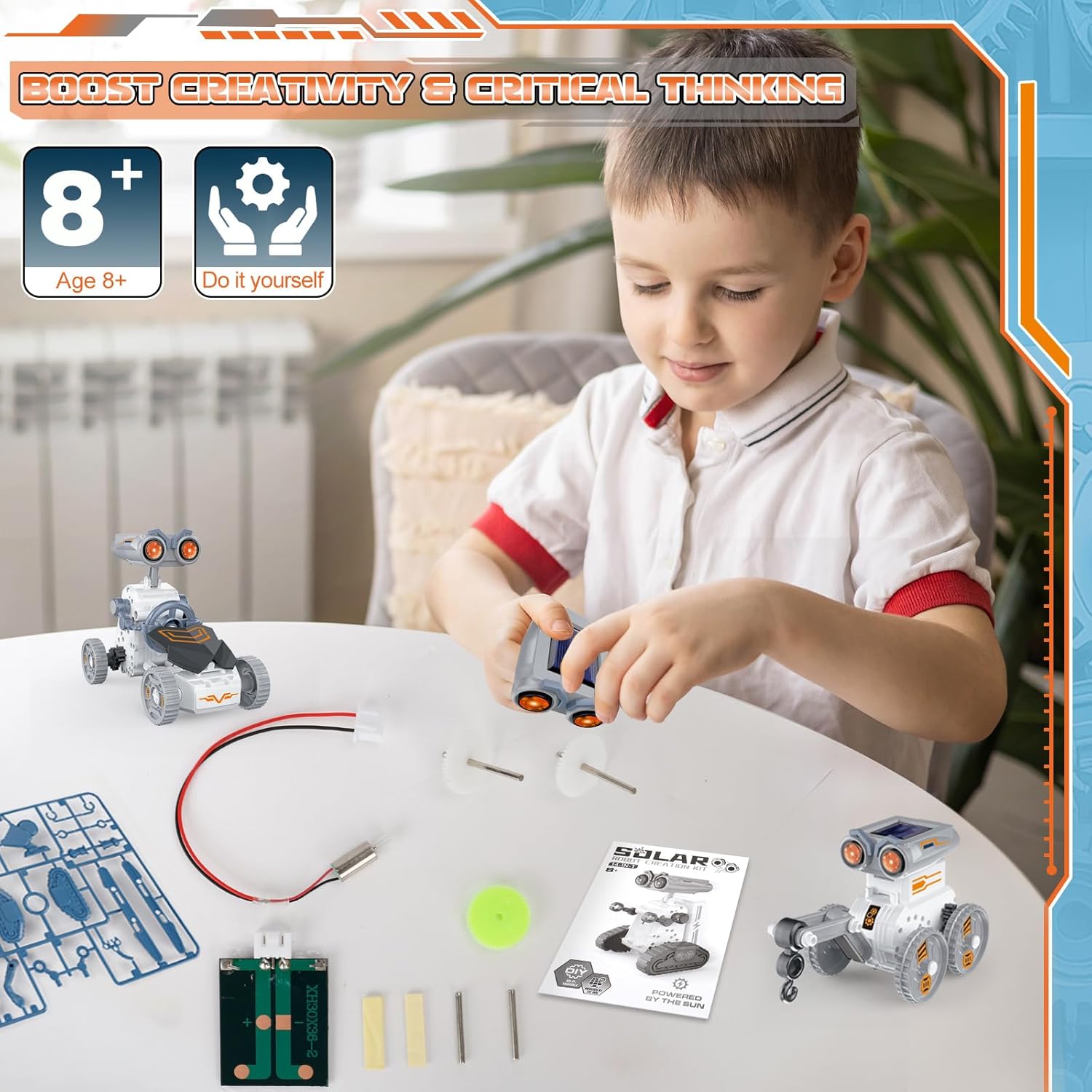 14-in-1 Solar Robot Building Kit for Kids, STEM Projects for Kids Ages 8-13, 191 Pcs DIY Engineering Science Building Toys, Solar Powered Educational Robotics for Boys & Girls