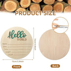 Baby Announcement Sign, 5.9 Inch Wooden Hello World Newborn Signs, Birth Announcement Sign, Baby Shower Hospital Nursery for Newborn Boys and Girls (Green,Pen)