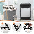 Costzon Changing Table, Portable Baby Changing Table Foldable Diaper Changing Station with Safety Belt, Large Storage Rack & Shelf, Nursery Organizer for Newborn Infant (Black)