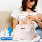 Breastmilk Cooler Bag with Ice Pack Fits 6 Baby Bottles up to 9 Ounce, Wearable Breast Pumps Cooler Bag for Nursing Mom Daycare, Work, Travel- White