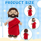 Brown Jesus Plush Doll Guardian Baptism Stuffed Plushie Savior Toy Gifts for Church Sunday School Religious Easter Gift (RED)