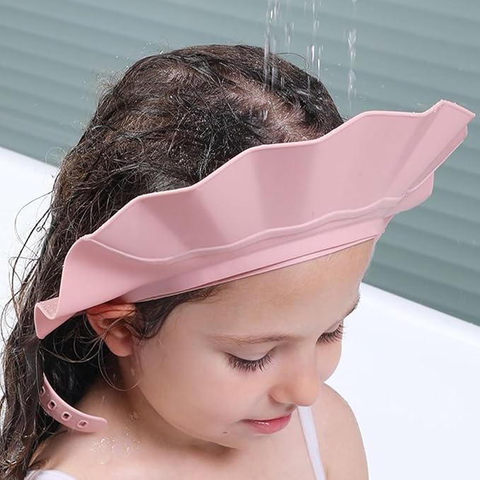 Baby Shower Cap - 2 Piece Adjustable Head Strap | Bath Visor Toddler | Splash Guard Eye Shield, Bathing Safety Aid for Children Home Bathroom Sink Use with Comfortable Fit