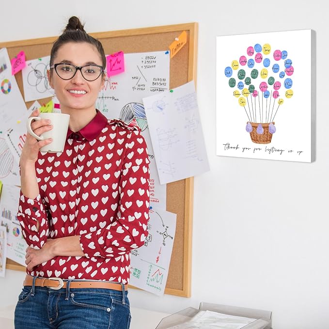 SHLINCO Thank You Teacher Appreciation Gifts From Kids -End Of The Year Gifts - Fingerprint Art Keepsake - Daycare Teacher Appreciation