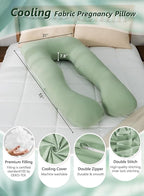 Meiz Pregnancy Pillows for Sleeping, Cooling Pregnancy Pillows, 60Inch Maternity Pillows, U Shaped Full Body Pillows for Adults with Rayon Cover from Bamboo, Sage Green