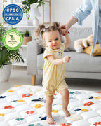 Odorless Premium Foam Baby Play Mat 79" x 71", Soft Microfiber Fabric Crawling Mat for Floor- Comfortable and Hypoallergenic, Non-Slip Cushioned Floor Playpen mat for Infants,Babies,Toddlers