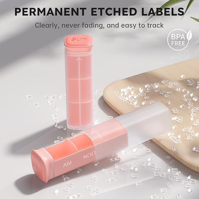 Weekly Pill Organizer 3X a Day, Detachable Pill Box 7 Day, Large 3 Times Daily Pill Case, Travel Pill Container Holder, Week Medication Dispenser Pillbox for Vitamin Supplement Medicine, Pink