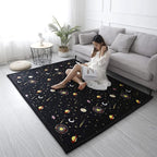 Loartee Coral Velvet Area Rug - 1" Thick Memory Foam Baby Play Mat, Washable Toddler Carpet, Home Decor for Living Room, Nursery, Kids Bedroom, Astral Black, 4'11"x6'7"