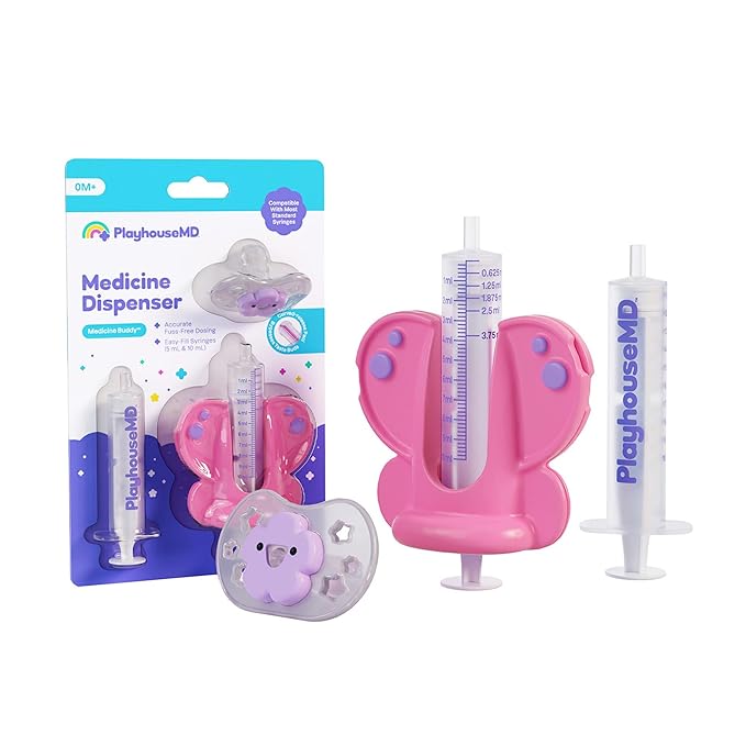 Medicine Dispenser, Butterfly - Liquid Medication Syringe for Newborns, Infants, Babies & Toddlers - Baby Medicine Kit with Pacifier Attachment for Accurate Dosing