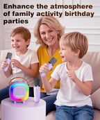 Mini Karaoke Machine Speaker for Kids Adults, Portable Bluetooth with 2 Wireless Microphones, Children's Day Birthday Gift Ideas for Toys for Teens Boys and Girls Aged 4, 5, 6, 7, 8, 9, 10, 11, 12+