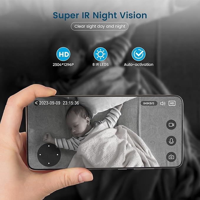 litokam Security Camera Indoor 2K, 360 Pan/Tilt Cameras for Home Security with Motion Detection, Baby Monitor for Pet/Dog with Night Vision, 2.4GHz WiFi Cam with Phone App & 2-Way Audio