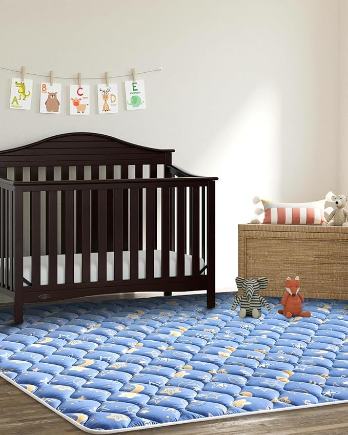 Odorless Premium Foam Baby Play Mat 4ft x 6ft, Soft Microfiber Fabric Crawling Mat for Floor- Comfortable and Hypoallergenic, Non-Slip Cushioned Floor Playpen mat for Infants,Babies,Toddlers