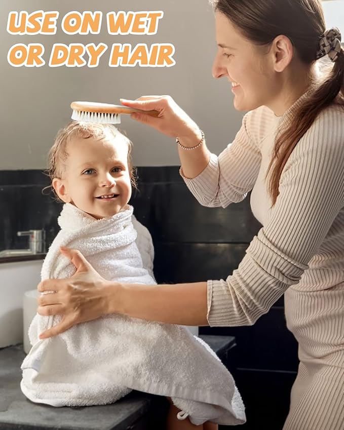 Lictin Baby Hair Brush, Natural Soft Goat Hair Brush, Newborn Cradle Cap Brush for Boys and Girls, Newborn Baby Essentials, Perfect Registry Gift, 1 PCS, Walnut