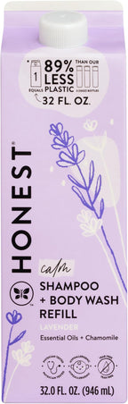 The Honest Company 2-in-1 Cleansing Shampoo Body Wash Refill Carton Gentle for Baby Naturally Derived Tear-free Hypoallergenic Lavender Calm 32 fl oz