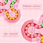 Magic Cube Bean Puzzle,Rotate and Puzzle,Stress and Anxiety Relief Fidget Toys,Brain Teasers Travel Games for Kids Teens Adults,Sensory Toys for Autistic ADHD,Pop Birthday Gift(Pink)