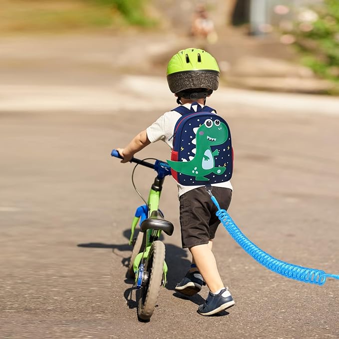 Accmor Toddler Backpack Leash with Anti Lost Wrist Link, Cute Dinosaur Kids Backpacks for Boys Aged 1-3, Mini Baby Bag Tether Walking Harness Wristband Keep Child Close Rope Rein for Travel Outdoor