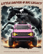12V Electric Ride on Toys for Toddler, Ford Bronco Raptor Kids Ride on Car with Remote Control, 12 Volt Battery Powered Cars for Children with Smooth Start, Bluetooth (12V, Pink)