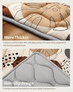 Blissful Diary Portable Baby Play Mats for Floor, Thicker Cushioned Foldable Baby Crawling Mat for Indoor Outdoor, Non-Slip & Washable Kids Playmat for Tummy Time Activity, Boho 43" X 43"