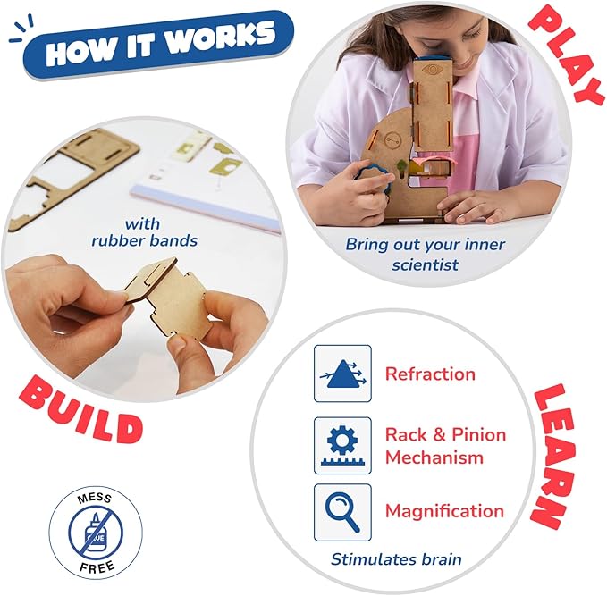 Smartivity Microscope 100x Zoom STEM Toy for Kids Age 8 to 14 Years Old | Cool Birthday Gifts Ideas for Boys & Girls | DIY Science Toys for 8,9,10,11,12,13,14 Years I Wooden Engineering Game