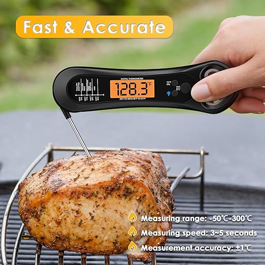 Meat Thermometer Digital Instant Read, with Bottle Opener, for Grill and Cooking, Backlight & Calibration Food Thermometer, Kitchen Gadgets for BBQ, Turkey, Candy, Liquids
