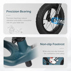 12" Balance Bike for 2, 3, 4, 5 Year Old Boys and Girls, Lightweight Nylon Frame Toddler Training Bike No Pedal Bikes for Kids with Adjustable Seat and Air Tires