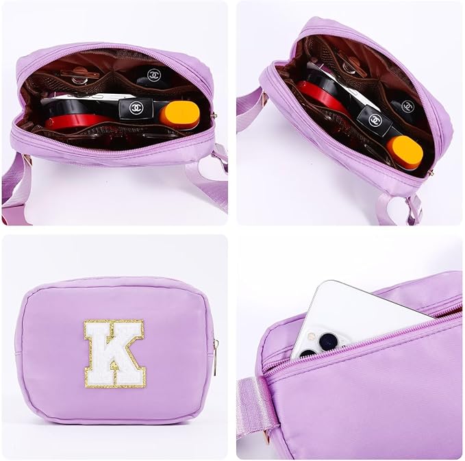 YOOLIFE Birthday Gifts for 4 5 6 7 8 9 10 11 12 13 14 Year Old Girls - Initial Fanny Pack Belt Bag Purse for Girls Teens Daughter Sister Niece, Personalized Trendy Stuff for Teen Girl Kids | Purple I